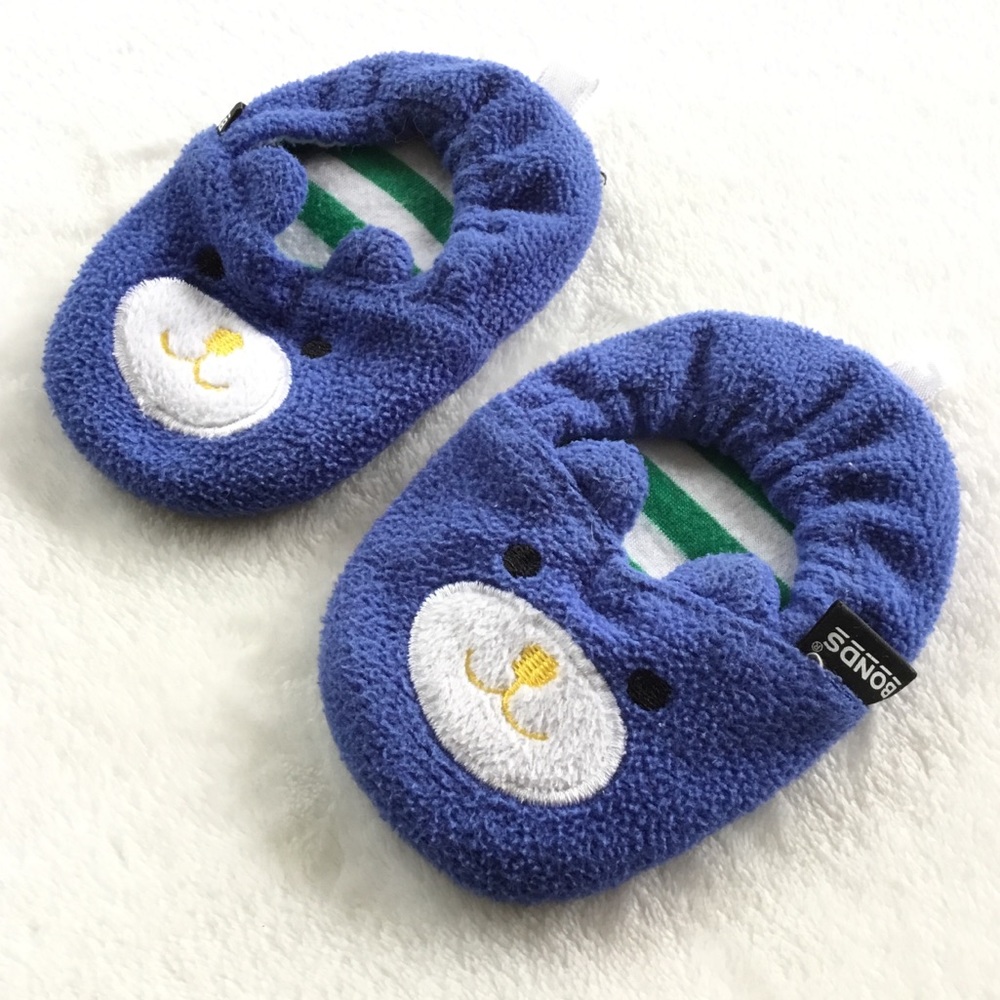 4/25$ 🦋 Bonds fleece blue cat baby slippers